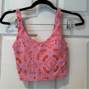 Pink & Red Paisley / Aerie OFFLINE Real Me Low Key Longline Sports Bra Tank Top